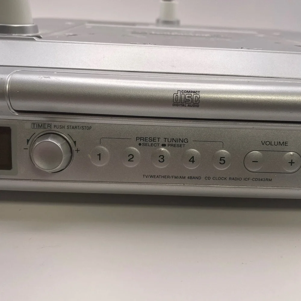 Sony ICF-CD543RM Under Cabinet CD Clock Radio Mega Bass Silver FM AM Weather